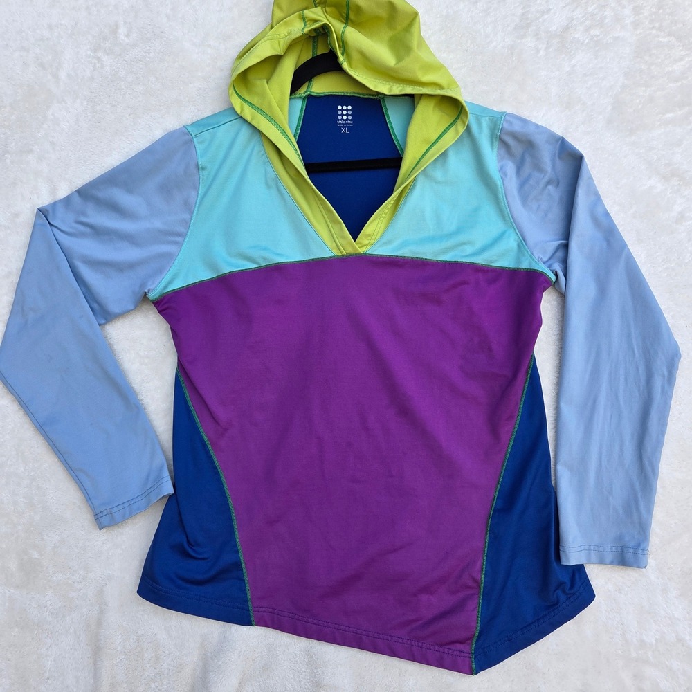 TItle Nine Womens XL Gidget Sunbuster UPF Performance Colorblock Pullover Hoodie